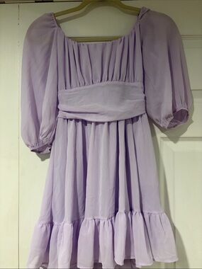 Lilac Puff-Sleeve Dress